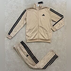 adidas Essentials Tricot 3-Stripes Tracksuit 2 Piece Set  Men’s Sandstone New